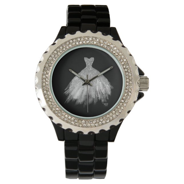 Reloj De Pulsera *~* vestido de Boda Glittler plateado Boda (Anverso)