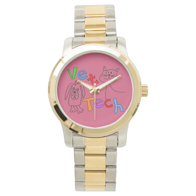 Reloj De Pulsera Vet Tech Watch Cat and Dog Design Pink (Anverso)