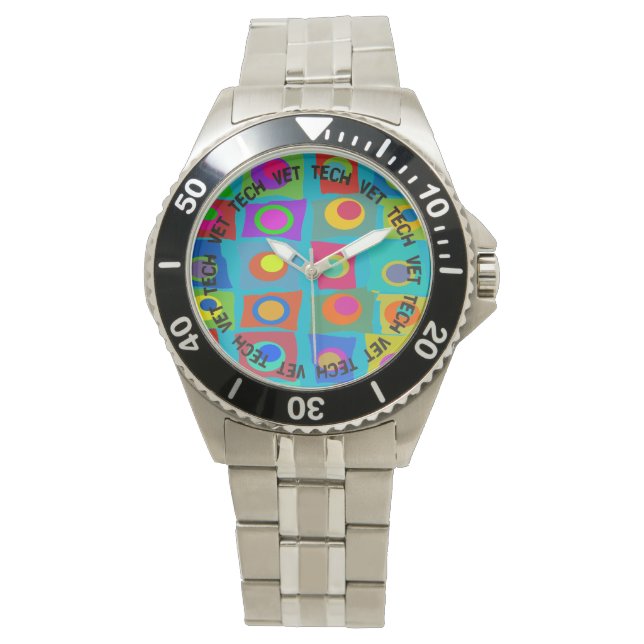 Reloj De Pulsera Vet Tech Watch Funky Resumen Diseño Azul (Anverso)