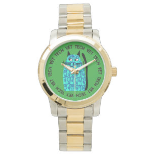 Reloj De Pulsera Vet Tech Watch gato caprichoso Diseño Azul