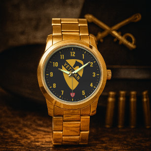 Reloj De Pulsera Veterano de la 1ª División de Caballería Negro