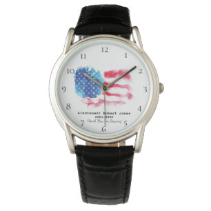 Reloj De Pulsera *~* Veterano militar Bandera Azul Blanco Rojo