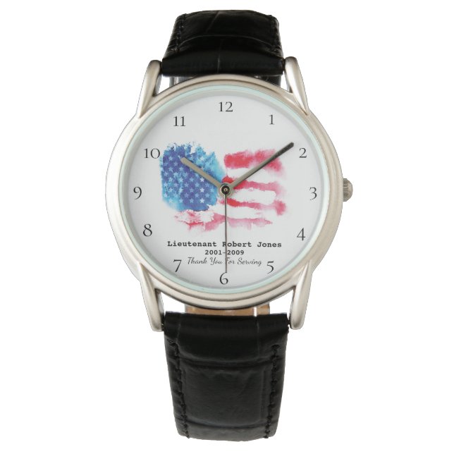 Reloj De Pulsera *~* Veterano militar Bandera Azul Blanco Rojo (Anverso)