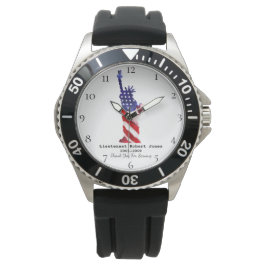 Reloj De Pulsera *~* Veterano militar de la libertad azul blanco ro