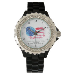 Reloj De Pulsera *~* Veterano militar rojo azul blanco azul bandera