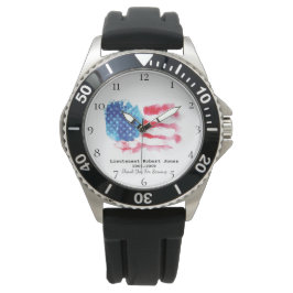 Reloj De Pulsera *~* Veterano militar rojo azul blanco bandera de E
