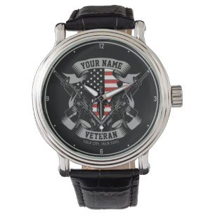 Reloj De Pulsera Veterano norteamericano personalizado orgulloso Ve
