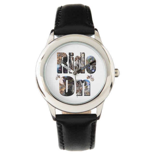 Reloj De Pulsera Viajar, Logo De La Motocicleta, Cuero Infantil (Anverso)