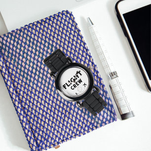 Reloj De Pulsera Viaje de la tripulación de vuelo Black Airplane Wa