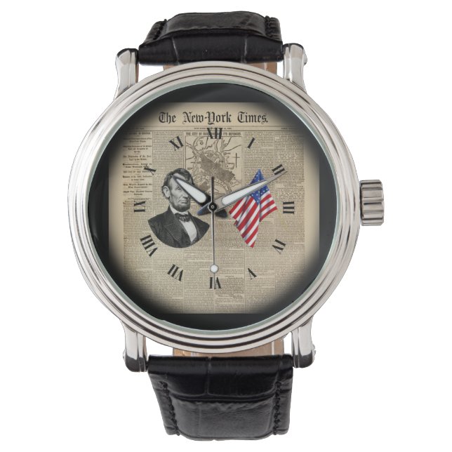 Reloj De Pulsera Viaje de tiempo~Abe Lincoln~Bandera americana~NY T (Anverso)