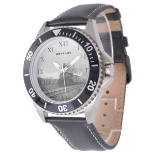 Reloj De Pulsera Viaje negro en tren de Locomotora Vintage