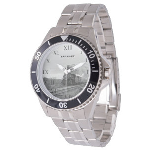 Reloj De Pulsera Viaje negro en tren de Locomotora Vintage