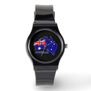 Reloj De Pulsera Viajes de mapas de bandera australiana