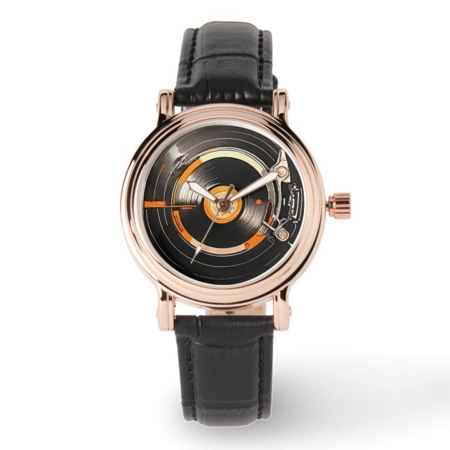 Reloj De Pulsera Vibes de cosecha: récord de vinilo retro (Anverso)