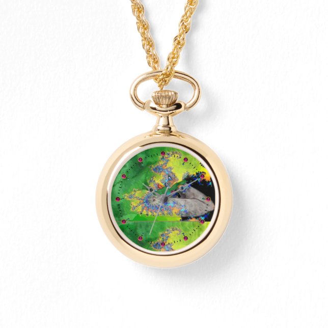 RELOJ DE PULSERA VIBRACIONES DE MATERIA, MUJER FRACTAL EN AMARILLO  (Anverso)