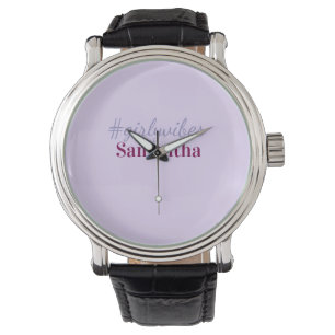 Reloj De Pulsera vibraciones femeninas hashtag rosa lila claro
