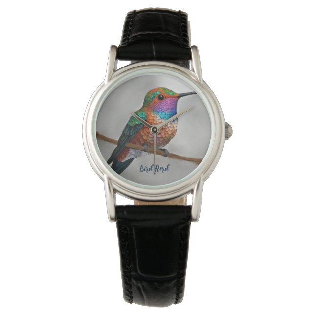 Reloj De Pulsera Vibrant Allen’s Hummingbird Painting (Anverso)