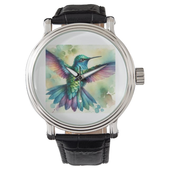 Reloj De Pulsera Vibrant Hummingbird 240824AREF124 - Watercolor (Anverso)