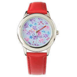 Reloj De Pulsera Vibrant Red Leather Personalized Kids' Watch