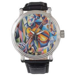 Reloj De Pulsera Vibrant Symphony: Abstract Violinist Art