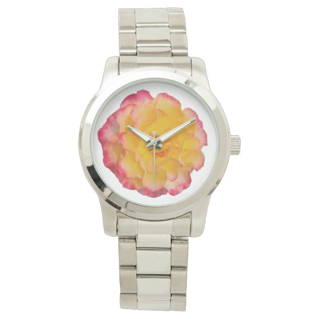 Reloj De Pulsera Vibrant Yellow and Pink Rose eWatch Watch (Anverso)