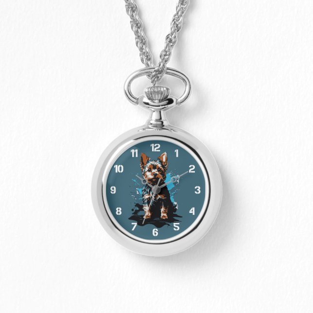 Reloj De Pulsera Vibrant Yorkshire Terrier Splash Art (Anverso)