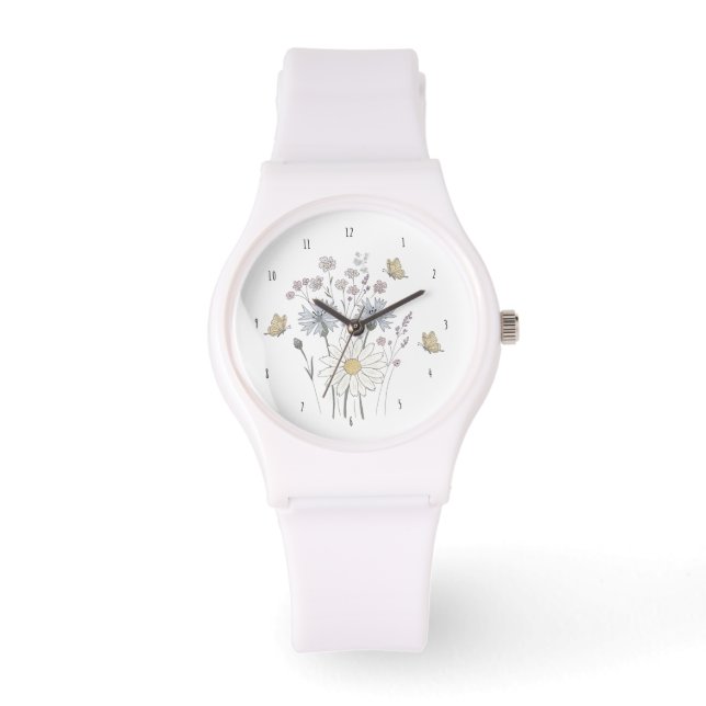 Reloj De Pulsera Vibrante campo de flores silvestres  (Anverso)