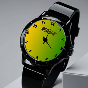 Reloj De Pulsera Vibrante Gradiente Green & Yellow Modern Wristwatc