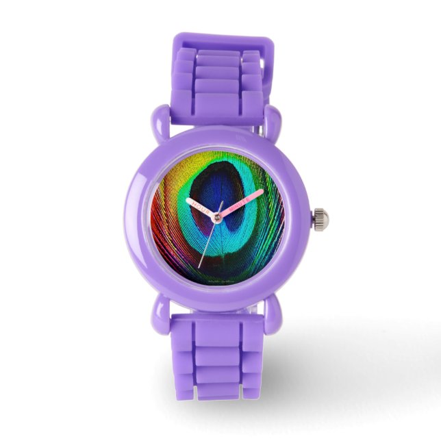 Reloj De Pulsera Vibrante Peacock Feather Designer Watch (Anverso)