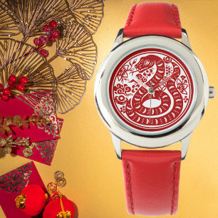 Reloj De Pulsera Vibrante serpiente china de Año Nuevo Zodiac