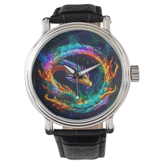 Reloj De Pulsera Vibrante Símbolo de arte Ouroboros Dragon (Anverso)