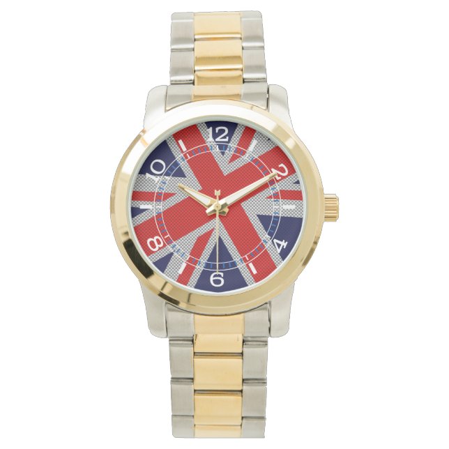 Reloj De Pulsera Vibrante Union Jack on Carbon Style Print Dial (Anverso)