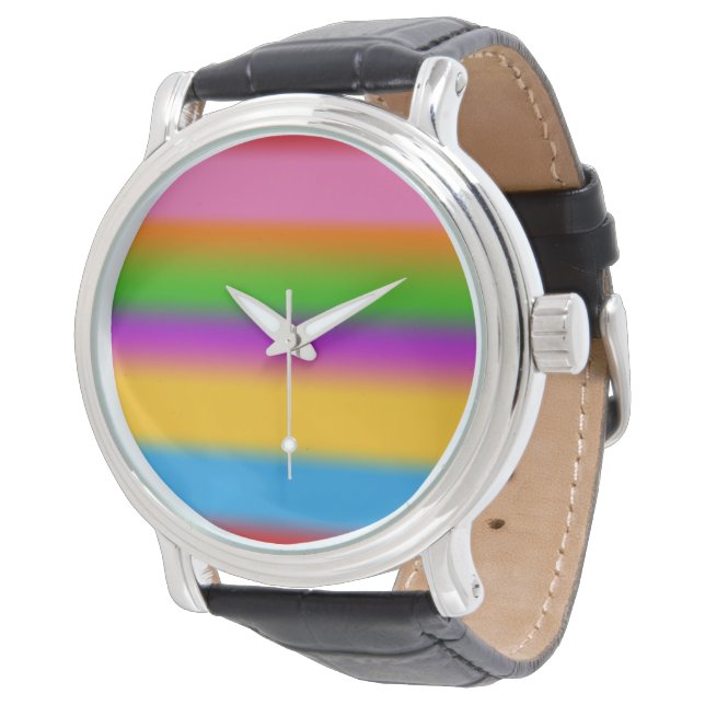Reloj De Pulsera Vibrantes rayas gradientes de arcoíris multicolor (Angular)
