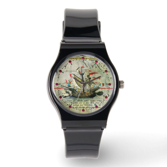 Reloj De Pulsera Victoria, mapa de antigüedades Océano Pacífico (Anverso)