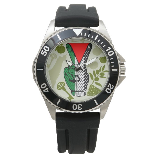 Reloj De Pulsera Victory Sign Hand Resistance Red Triangle Symbol (Anverso)