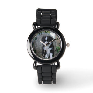 Reloj De Pulsera Vida de la granja de cachorros de collie de borde,