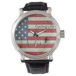 Reloj De Pulsera Vida en bicicleta, estrellas y rayas