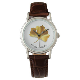 Reloj De Pulsera Vida herbal: personalizable Golden Ginkgo Biloba