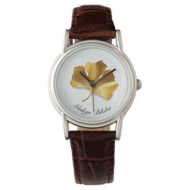 Reloj De Pulsera Vida herbal: personalizable Golden Ginkgo Biloba (Anverso)