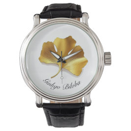 Reloj De Pulsera Vida herbal: personalizable Golden Ginkgo Biloba