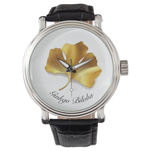 Reloj De Pulsera Vida herbal: personalizable Golden Ginkgo Biloba (Anverso)