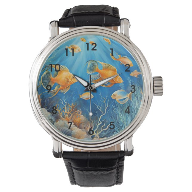 Reloj De Pulsera Vida Marina con Peces Exóticos, (Anverso)