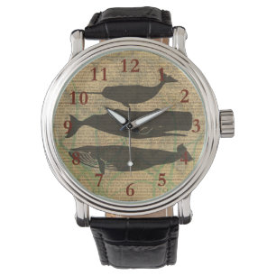Reloj De Pulsera Vida marina náutica de ballena antigua