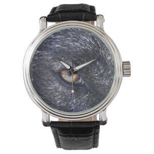 Reloj De Pulsera Vida silvestre de ojos de lobo negro