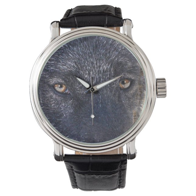 Reloj De Pulsera Vida silvestre del lobo negro (Anverso)