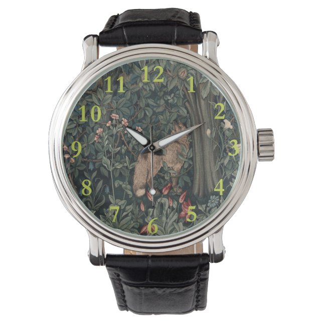 Reloj De Pulsera Vida silvestre William Morris Greenery Fox (Anverso)