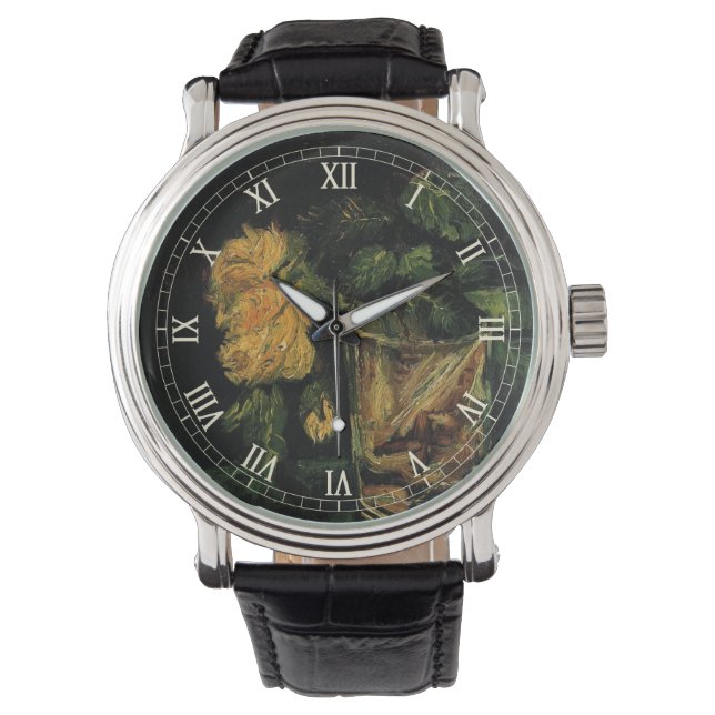Reloj De Pulsera Vidrio con Rosas de Vincent van Gogh (Anverso)