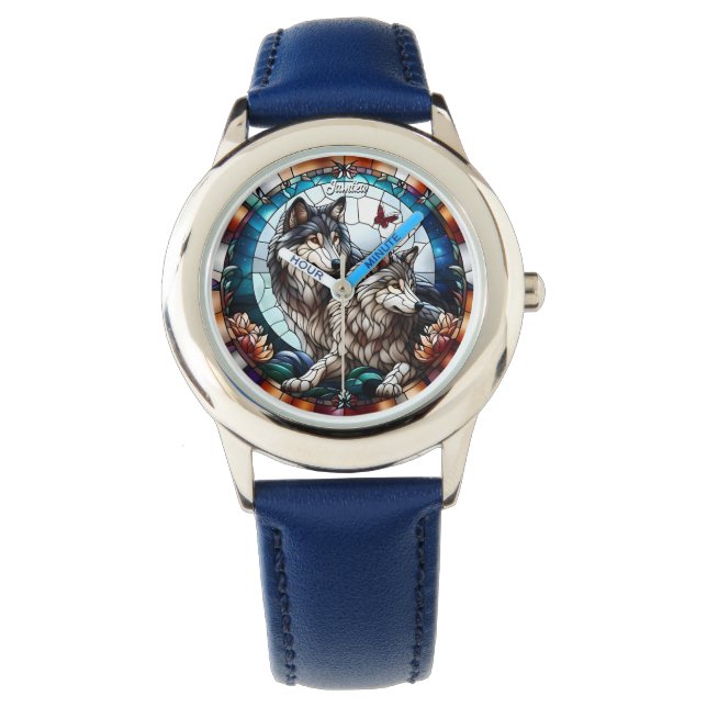 Reloj De Pulsera Vidrio contenido Look Wolf Pair (Anverso)