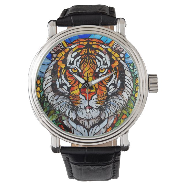 Reloj De Pulsera Vidrio tintado de tigre (Anverso)