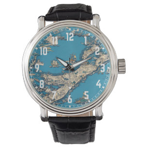 Reloj De Pulsera Viejo mapa de las Bermudas